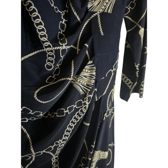✨️Elegant Navy Chain Print Dress - Picture 5 of 6